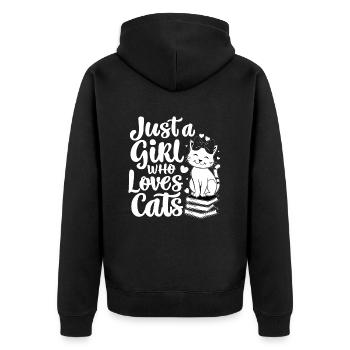 Just A Girl Who Loves Cats Cat Lover - Unisex Premium Organic Zip Hoodie - black - Back - Nico (187cm)