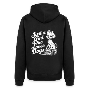 Just A Girl Who Loves Dogs Hunde Liebhaber - Unisex Premium Bio Zip Hoodie - Schwarz - Hinten - Nico (187cm)