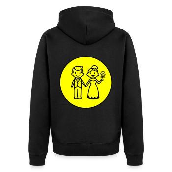 Icône de couple marié de jeunes mariés - Veste à capuche bio Premium Unisexe - noir - Dos - Nico (187cm)