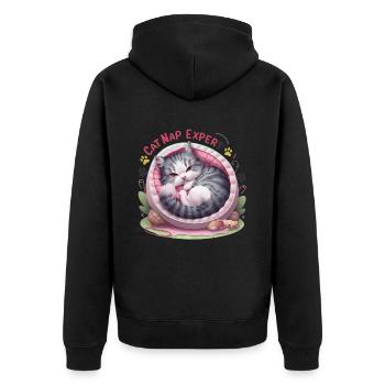 Cat Nap Expert - funny cat outfit! - Unisex Premium Organic Zip Hoodie - black - Back - Nico (187cm)