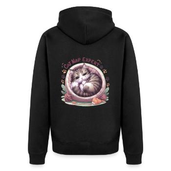 Cat Nap Expert - funny cat outfit! - Unisex Premium Organic Zip Hoodie - black - Back - Nico (187cm)