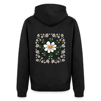 Daisy Flower Meadow Floral Pattern Flower - Unisex Premium Organic Zip Hoodie - black - Back - Nico (187cm)