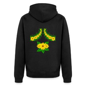 Sunflower Flower Vine Blossom Floral Pattern Yellow - Unisex Premium Organic Zip Hoodie - black - Back - Nico (187cm)
