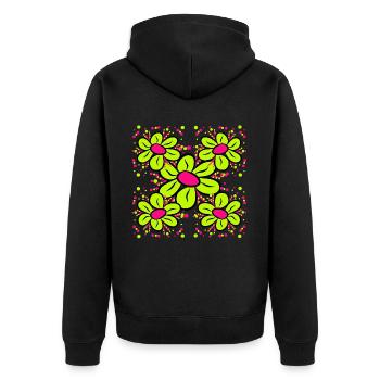 Fleur colorée motif floral marguerites fleur vrille - Veste à capuche bio Premium Unisexe - noir - Dos - Nico (187cm)