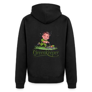 Greenkeeper Rasenmäher Gärtner Garten Geschenkidee - Unisex Premium Bio Zip Hoodie - Schwarz - Hinten - Nico (187cm)