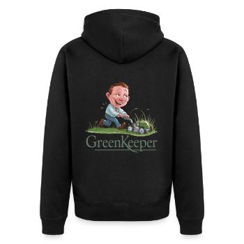 Greenkeeper Rasenmäher Gärtner Garten Geschenkidee - Unisex Premium Bio Zip Hoodie - Schwarz - Hinten - Nico (187cm)