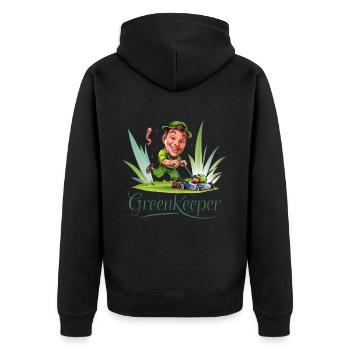Greenkeeper Rasenmäher Gärtner Garten Geschenkidee - Unisex Premium Bio Zip Hoodie - Schwarz - Hinten - Nico (187cm)