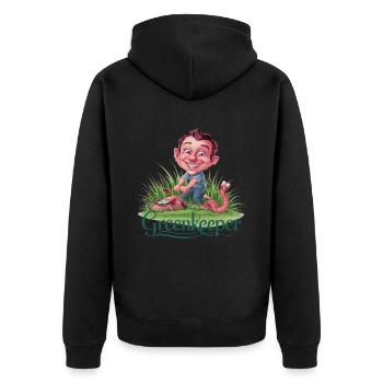 Greenkeeper Rasenmäher Gärtner Garten Geschenkidee - Unisex Premium Bio Zip Hoodie - Schwarz - Hinten - Nico (187cm)