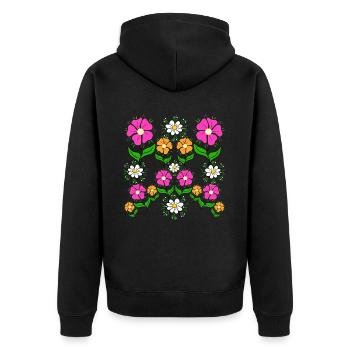 Fleur, fleur de prairie, vrille, fleur, motif floral coloré - Veste à capuche bio Premium Unisexe - noir - Dos - Nico (187cm)