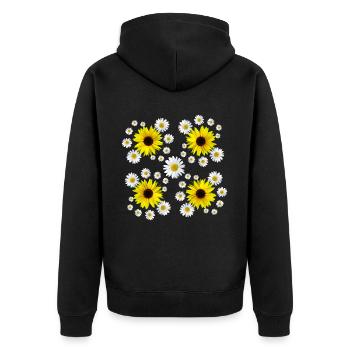 Daisies sunflowers floral daisy flower - Unisex Premium Organic Zip Hoodie - black - Back - Nico (187cm)