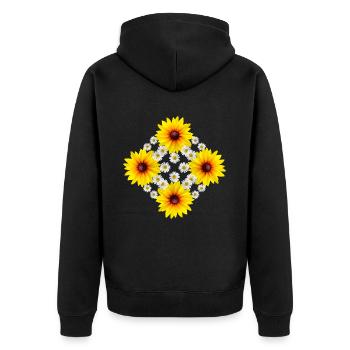 Sonnenhut Blume mit Gänseblümchen Margeriten Blume - Unisex Premium Bio Zip Hoodie - Schwarz - Hinten - Nico (187cm)