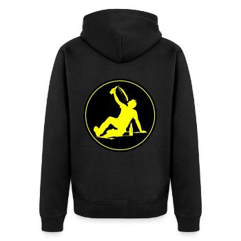Drinking Bier Silhouette - Unisex Premium Bio Zip Hoodie - Schwarz - Hinten - Nico (187cm)