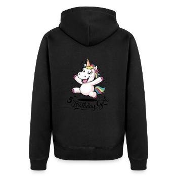 Licorne 5e anniversaire fille cadeau créatures mythiques - Veste à capuche bio Premium Unisexe - noir - Dos - Nico (187cm)