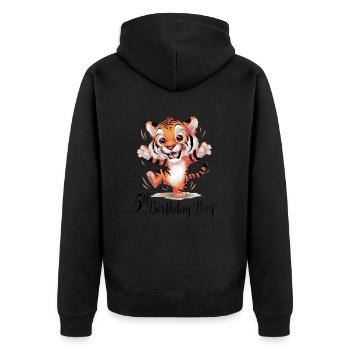 Süßer Tiger 5. Geburtstag Geschenk Süße Tiere - Unisex Premium Bio Zip Hoodie - Schwarz - Hinten - Nico (187cm)