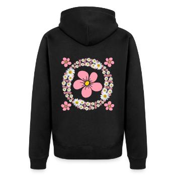 fleur, rose, motif floral, vrille florale, floral, floral - Veste à capuche bio Premium Unisexe - noir - Dos - Nico (187cm)