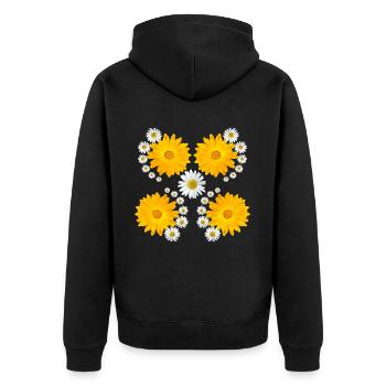 yellow blooming marigolds, daisy, floral flower - Unisex Premium Organic Zip Hoodie - black - Back - Nico (187cm)
