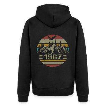 Born in 1967 Original Retro 1967 Birthday Gift - Unisex Premium Organic Zip Hoodie - black - Back - Nico (187cm)