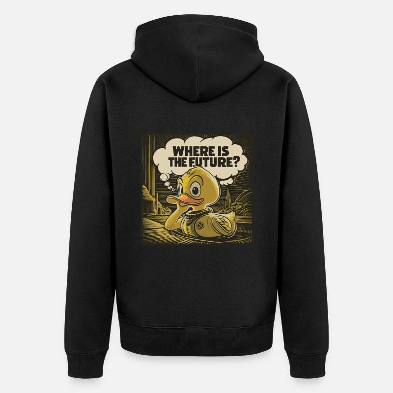 Canard en plastique jaune réfléchi - Veste à capuche bio Premium Unisexe - noir