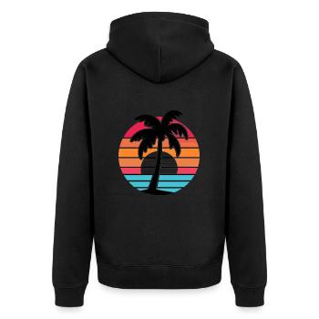 Vintage Palms rétro soleil vacances - Veste à capuche bio Premium Unisexe - noir - Dos - Nico (187cm)