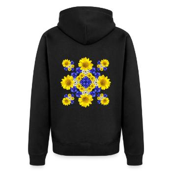 vrille florale, motif floral, fleur, fleuri, fleur florale - Veste à capuche bio Premium Unisexe - noir - Dos - Nico (187cm)