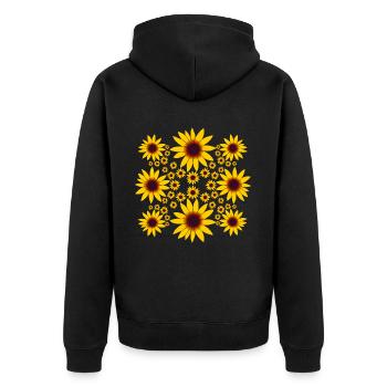 fleur d’échinacée jaune motif floral floral - Veste à capuche bio Premium Unisexe - noir - Dos - Nico (187cm)