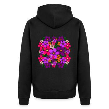 colorful floral pattern blossom floral floral flower - Unisex Premium Organic Zip Hoodie - black - Back - Nico (187cm)