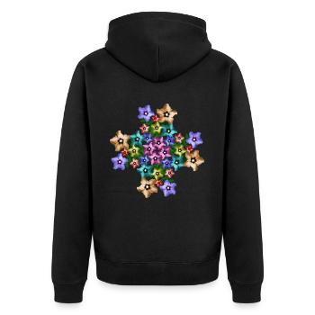 bunte Hibiskus Blüten Blumenstrauß Blumenmuster - Unisex Premium Bio Zip Hoodie - Schwarz - Hinten - Nico (187cm)