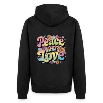 Paix et amour Hippie des années 1960 des années 1970 - Veste à capuche bio Premium Unisexe - noir - Dos - Nico (187cm)
