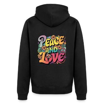 Paix et amour Hippie des années 1960 des années 1970 - Veste à capuche bio Premium Unisexe - noir - Dos - Nico (187cm)