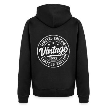 1992 Vintage Retro 1992 Geburtstagsgeschenk 1992 - Unisex Premium Bio Zip Hoodie - Schwarz - Hinten - Nico (187cm)