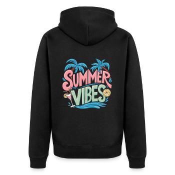Summer Vibes Sun Holiday Palm Trees - Unisex Premium Organic Zip Hoodie - black - Back - Nico (187cm)