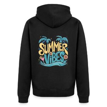 Summer Vibes Sun Holiday Palm Trees - Unisex Premium Organic Zip Hoodie - black - Back - Nico (187cm)