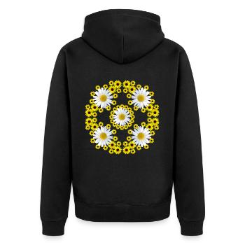 Margeriten Blüte Sonnenblume Gänseblümchen floral - Unisex Premium Bio Zip Hoodie - Schwarz - Hinten - Nico (187cm)