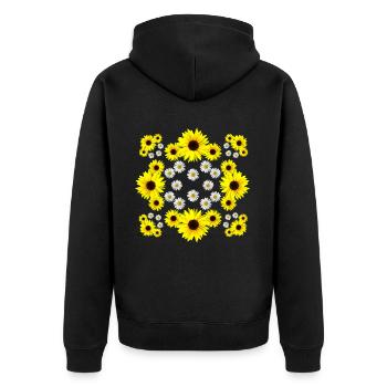 daisies, blossom, sunflower, daisies, floral - Unisex Premium Organic Zip Hoodie - black - Back - Nico (187cm)