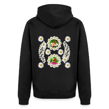 Marguerites Fleur Papillon Motif Floral Floral - Veste à capuche bio Premium Unisexe - noir - Dos - Nico (187cm)