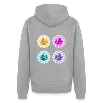 Margeriten Schmetterlinge Blume Blumenmuster - Unisex Premium Bio Zip Hoodie - Grau meliert - Hinten - Nico (187cm)