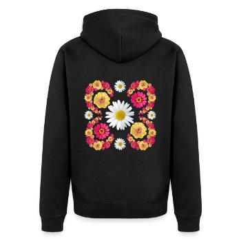 Zinnias daisy floral design zinnia blossom floral - Unisex Premium Organic Zip Hoodie - black - Back - Nico (187cm)