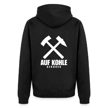 Ruhrpott Born on coal Pott Bergbau - Unisex Premium Organic Zip Hoodie - black - Back - Nico (187cm)