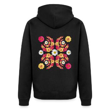 Zinnia daisy floral pattern floral zinnias blossom - Unisex Premium Organic Zip Hoodie - black - Back - Nico (187cm)