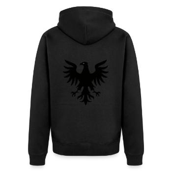 Adler Logo - Unisex Premium Bio Zip Hoodie - Schwarz - Hinten - Nico (187cm)