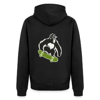 Skateboard, Skateboarder, Skater, Gorilla, Monkey, Animal - Unisex Premium Organic Zip Hoodie - black - Back - Nico (187cm)
