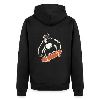 Skateboard, Skateboarder, Skater, Gorilla, Monkey, Animal - Unisex Premium Organic Zip Hoodie - black - Back - Nico (187cm)