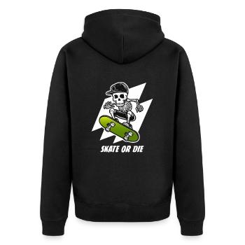 Skeleton Skateboarder Skull Skater - Unisex Premium Organic Zip Hoodie - black - Back - Nico (187cm)