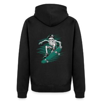 Skeleton Skateboarder Skull Skater - Unisex Premium Organic Zip Hoodie - black - Back - Nico (187cm)