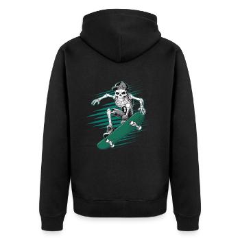 Skeleton Skull Skater Skateboarder Skateboarder - Unisex Premium Organic Zip Hoodie - black - Back - Nico (187cm)