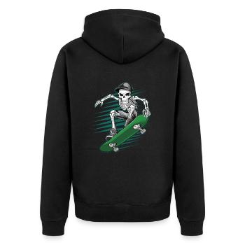 Skeleton Skull Skateboarder Skater - Unisex Premium Organic Zip Hoodie - black - Back - Nico (187cm)