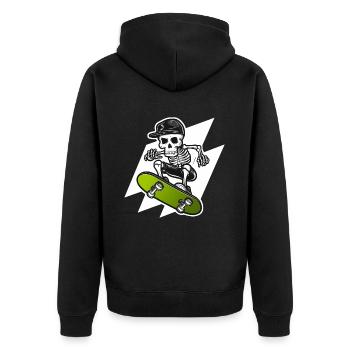 Skeleton Skull Skater Skateboarder Skateboarder - Unisex Premium Organic Zip Hoodie - black - Back - Nico (187cm)