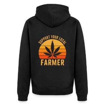 Support Your Local Farmer Retro Marihuana Cannabis - Unisex Premium Bio Zip Hoodie - Schwarz - Hinten - Nico (187cm)
