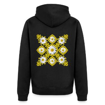 Daisies blossom and blooming sunflowers floral - Unisex Premium Organic Zip Hoodie - black - Back - Nico (187cm)