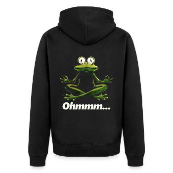 Yoga Frosch #lovely toons - Unisex Premium Bio Zip Hoodie - Schwarz - Hinten - Nico (187cm)